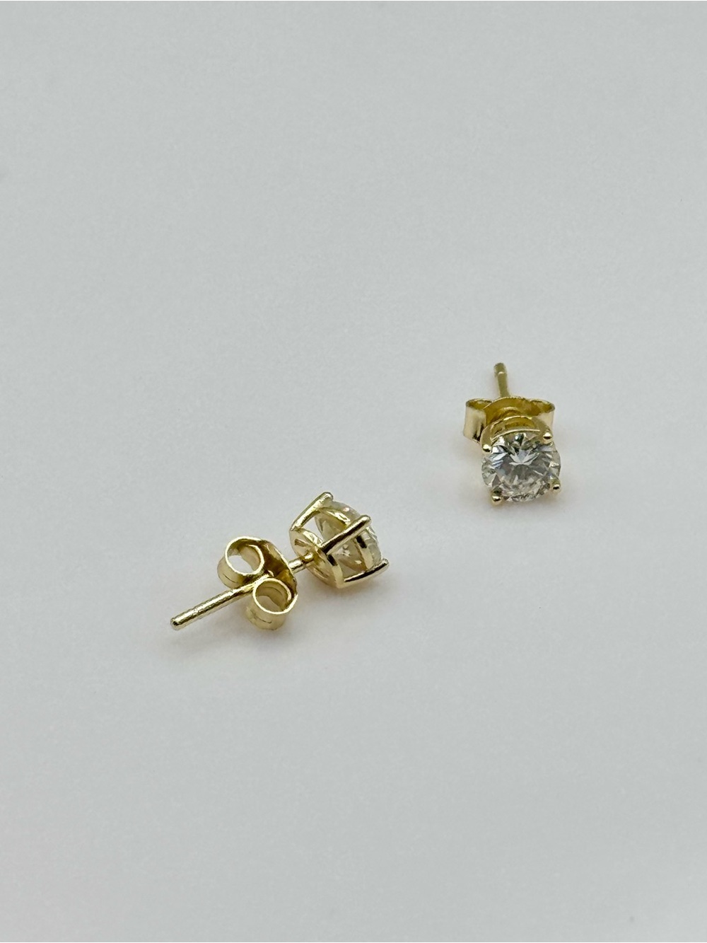 Moissanite Stud Earrings in Yellow Gold Over Sterling Silver